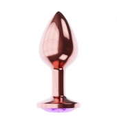 Пробка цвета розового золота с фиолетовым кристаллом Diamond Amethyst Shine L - 8,3 см. - Lola Games - купить с доставкой в Ногинске