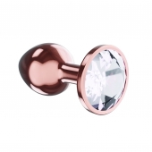 Пробка цвета розового золота с прозрачным кристаллом Diamond Moonstone Shine L - 8,3 см. - Lola Games - купить с доставкой в Ногинске