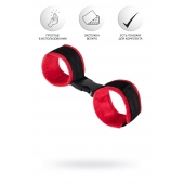 Красно-черные велюровые наручники Anonymo - ToyFa - купить с доставкой в Ногинске