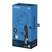 Черный анальный вибратор Heat Climax+ с функцией нагрева - 20,6 см. - Satisfyer - в Ногинске купить с доставкой
