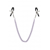 Зажимы для сосков с фиолетовой цепочкой Sweet Caress Nipple Chain - Sweet Caress - купить с доставкой в Ногинске