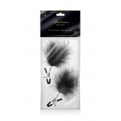 Зажимы на соски с черными пуховыми кисточками Sweet Caress Feather Nipple Clumps - Sweet Caress - купить с доставкой в Ногинске