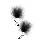 Зажимы на соски с черными пуховыми кисточками Sweet Caress Feather Nipple Clumps - Sweet Caress - купить с доставкой в Ногинске