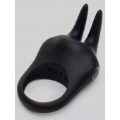 Черное эрекционное виброкольцо Sensation Rechargeable Vibrating Rabbit Love Ring - Fifty Shades of Grey - в Ногинске купить с доставкой