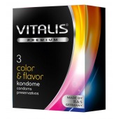 Цветные ароматизированные презервативы VITALIS PREMIUM color   flavor - 3 шт. - Vitalis - купить с доставкой в Ногинске