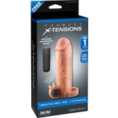 Телесная вибронасадка с кольцом  Vibrating Real Feel 1 Extension - 14 см. - Pipedream - в Ногинске купить с доставкой