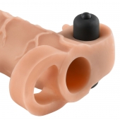 Телесная вибронасадка с кольцом Vibrating Real Feel 2 Extension - 16 см. - Pipedream - в Ногинске купить с доставкой