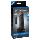 Чёрная вибронасадка с кольцом Vibrating Real Feel 2 Extension - 16 см. - Pipedream - в Ногинске купить с доставкой