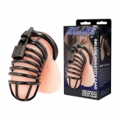 Черная металлическая клетка с замком Deluxe Chastity Cage - BlueLine - купить с доставкой в Ногинске