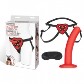 Красный поясной фаллоимитатор Red Heart Strap on Harness   5in Dildo Set - 12,25 см. - Lux Fetish - купить с доставкой в Ногинске