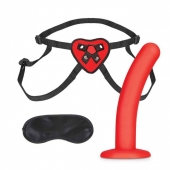 Красный поясной фаллоимитатор Red Heart Strap on Harness   5in Dildo Set - 12,25 см. - Lux Fetish - купить с доставкой в Ногинске