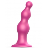Розовая насадка Strap-On-Me Dildo Plug Beads size S - Strap-on-me - купить с доставкой в Ногинске
