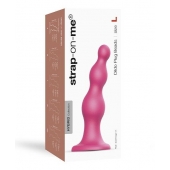 Розовая насадка Strap-On-Me Dildo Plug Beads size L - Strap-on-me - купить с доставкой в Ногинске