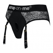 Черные трусики для насадок Diva Lingerie Harness - size S - Strap-on-me - купить с доставкой в Ногинске