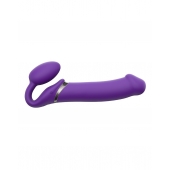 Фиолетовый безремневой вибрострапон Silicone Bendable Strap-On - size XL - Strap-on-me - купить с доставкой в Ногинске