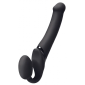 Черный безремневой вибрострапон Silicone Bendable Strap-On - size XL - Strap-on-me - купить с доставкой в Ногинске