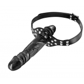 Черный кляп-фаллоимитатор Double Penis Gag - Fetish Tentation - купить с доставкой в Ногинске