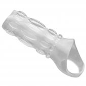 Насадка на пенис с кольцом для мошонки Clear Sensations Enhancer Sex Sleeve - 11,5 см. - XR Brands - в Ногинске купить с доставкой