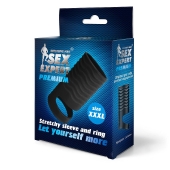 Черная открытая насадка на пенис с кольцом для мошонки XXXL-size - 9,9 см. - Sex Expert - в Ногинске купить с доставкой