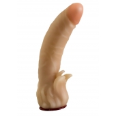 Телесная гелевая насадка-фаллос с клиторальными лепестками - 18,5 см. - LOVETOY (А-Полимер) - купить с доставкой в Ногинске