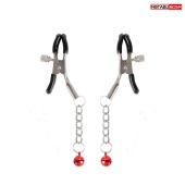 Серебристые зажимы на соски с шариками на цепочках - Notabu - купить с доставкой в Ногинске