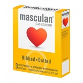 Презервативы с колечками и пупырышками Masculan Ribbed+Dotted - 3 шт. - Masculan - купить с доставкой в Ногинске