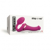 Ярко-розовый безремневой страпон Multi Orgasm Size S с клиторальной стимуляцией - Strap-on-me - купить с доставкой в Ногинске