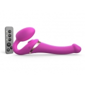 Ярко-розовый безремневой страпон Multi Orgasm Size S с клиторальной стимуляцией - Strap-on-me - купить с доставкой в Ногинске