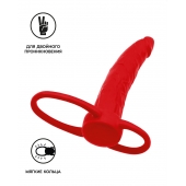 Красная насадка на пенис для двойного проникновения Black Red - 16,5 см. - ToyFa - купить с доставкой в Ногинске