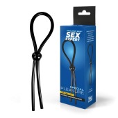 Черное силиконовое лассо с шариком для утяжки - Sex Expert - в Ногинске купить с доставкой
