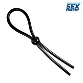 Черное силиконовое лассо с шариком для утяжки - Sex Expert - в Ногинске купить с доставкой