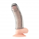 Текстурированная насадка на пенис Clear Textured Penis Enhancing Sleeve Extension - 16,5 см. - BlueLine - в Ногинске купить с доставкой