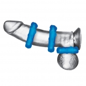 Комплект из трех голубых эрекционных колец 3-Pack Ribbed Rider Cock Ring Set - BlueLine - в Ногинске купить с доставкой