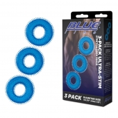 Комплект из трех голубых колец для эрекции 3-Pack Ultra-Stim Stretch Cock Rings - BlueLine - в Ногинске купить с доставкой