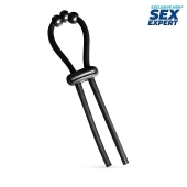 Черное эрекционное кольцо со стимулирующими бусинами - Sex Expert - в Ногинске купить с доставкой