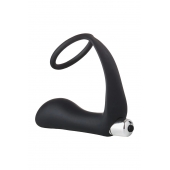 Черное эрекционное кольцо с вибропробкой Vibrating Anal Plug With Cockring - Dream Toys - в Ногинске купить с доставкой