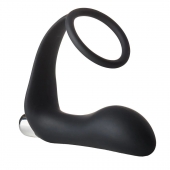 Черное эрекционное кольцо с вибропробкой Vibrating Anal Plug With Cockring - Dream Toys - в Ногинске купить с доставкой