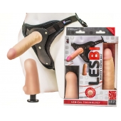 Телесный страпон Harness LESBI с вагинальной пробкой - 16,5 см. - LOVETOY (А-Полимер) - купить с доставкой в Ногинске