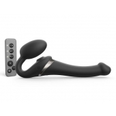 Черный безремневой страпон Multi Orgasm Size S с клиторальной стимуляцией - Strap-on-me - купить с доставкой в Ногинске