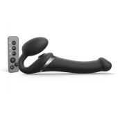 Черный безремневой страпон Multi Orgasm Size M с клиторальной стимуляцией - Strap-on-me - купить с доставкой в Ногинске