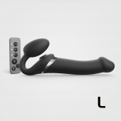 Черный безремневой страпон Multi Orgasm Size L с клиторальной стимуляцией - Strap-on-me - купить с доставкой в Ногинске