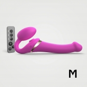 Ярко-розовый безремневой страпон Multi Orgasm Size M с клиторальной стимуляцией - Strap-on-me - купить с доставкой в Ногинске