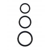 Набор из трех черных эрекционных колец Silicone 3-Ring Stamina Set - Pipedream - в Ногинске купить с доставкой
