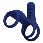Синяя вибронасадка на пенис Vibrating Penis Sling - Baile - в Ногинске купить с доставкой