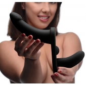Черный вибрострапон Double Take 10X Double Penetration Vibrating Strap-on Harness - XR Brands - купить с доставкой в Ногинске