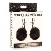 Зажимы для сосков с черным помпонами Pom Pom Nipple Clamps - XR Brands - купить с доставкой в Ногинске