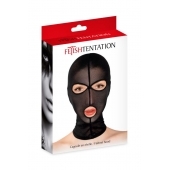 Черная сетчатая маска на голову с отверстиями для глаз и рта - Fetish Tentation - купить с доставкой в Ногинске
