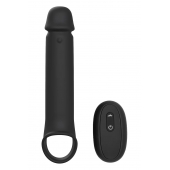 Черная насадка-удлинитель с вибрацией Vibrating Extender With Remote - Dream Toys - в Ногинске купить с доставкой