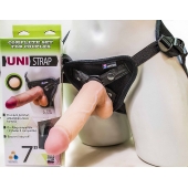 Страпон-унисекс с двумя насадками UNI strap 7  Harness - 19 и 16 см. - LOVETOY (А-Полимер) - купить с доставкой в Ногинске