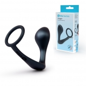 Черное эрекционное кольцо со стимулятором простаты Ringer Cock Ring   Plug - b-Vibe - в Ногинске купить с доставкой